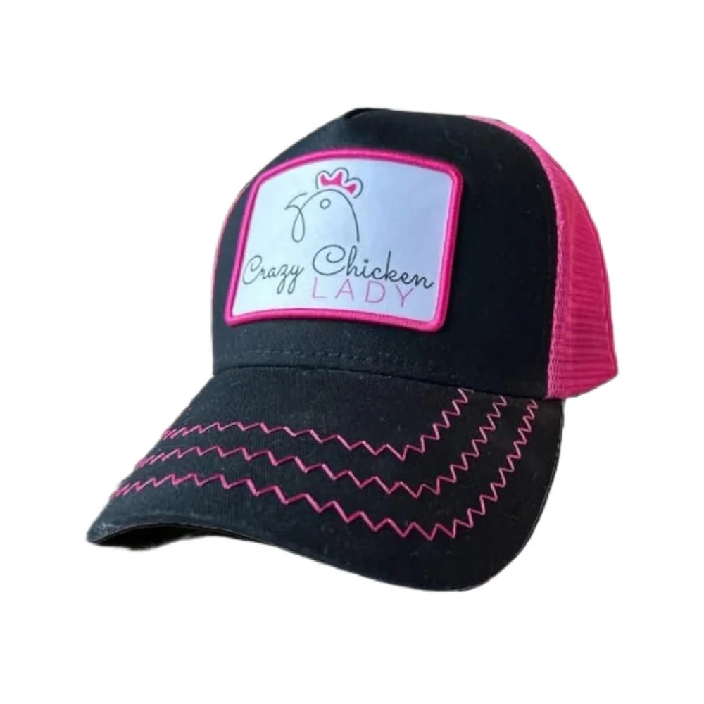 Crazy Chicken Lady Ponytail Pink Adjustable Fun Trucker Style Hat/NWT - Picture 1 of 13